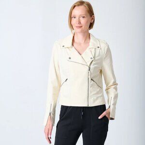 Jaxon Knit Moto Jacket, Light Cream, Size Small